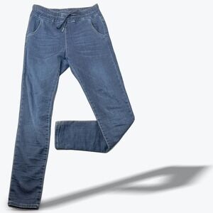 BEVY Women Denim Jogger Pants Elastic Waist Drawstring Comfort Fit Size 24